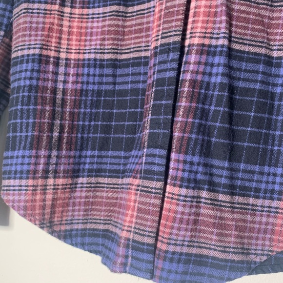 Forever 21 oversized purple pink brown flannel sz S color closest to last photo - Picture 2 of 7